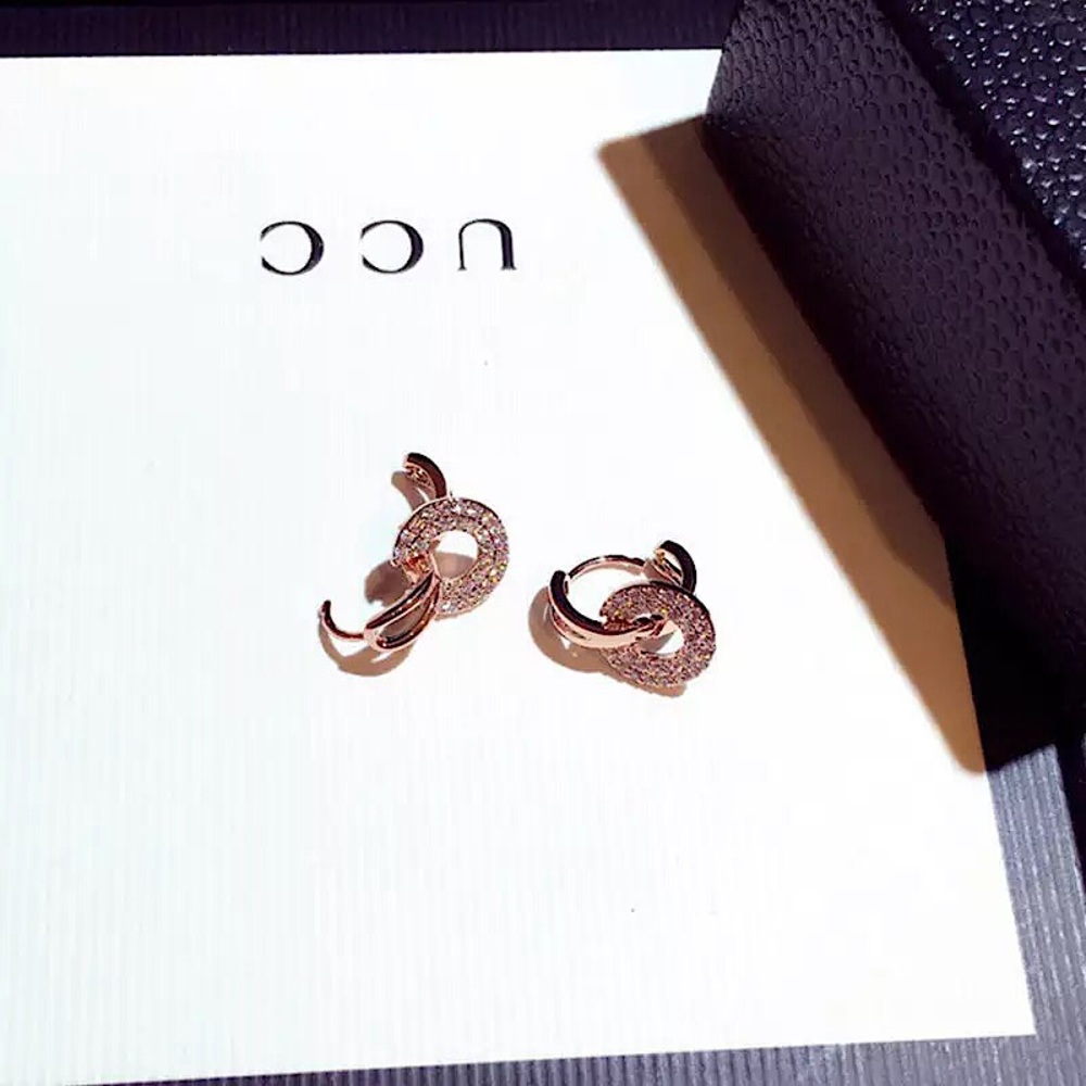 “Trinity” Diamond Hoop Elegant Gold Circle Engagement/Wedding/Gift Earrings - Picture 7 of 10